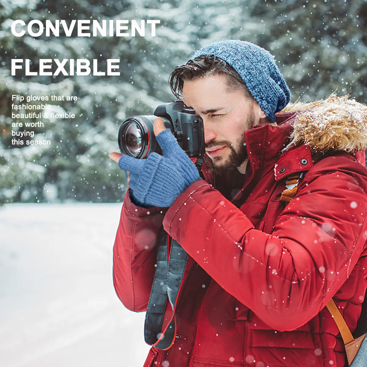 Unisex Convertible Flip-Top Knit Winter Gloves - Warm Wool Ribbed Fingerless Mittens with Button Cover, Touch-Friendly, Stretch Elastic, 23x9cm, Cold Water Wash, Ideal for Photography Driving Texting, Multiple Solid & Sequin Glitter Colors