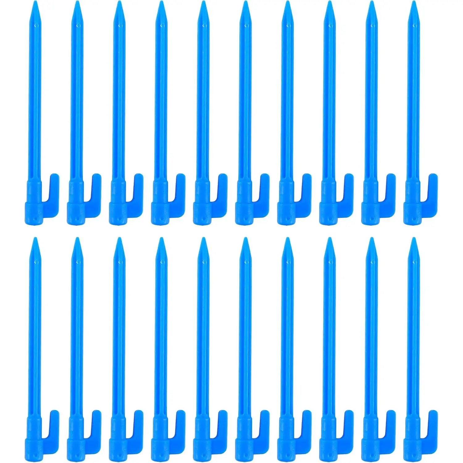 20 count Heavy Duty Plastic Landscape Edging Stakes  Support Lawn Stake Durable Tent Pegs Spike Hook for Outdoor Activities Garden Camping Blue