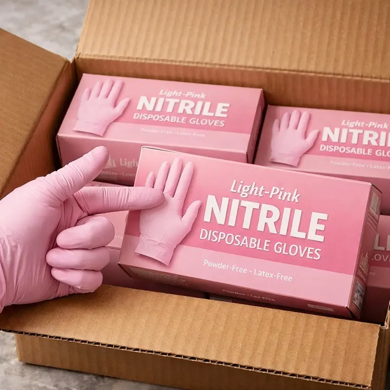 Pink Nitrile Composite Disposable Gloves, 100-Piece Powder-Free Industrial-Grade Chemical-Resistant Latex-Free High-Elasticity High-Density, Flexible Fit for Kitchen/Home Heavy-Duty Cleaning