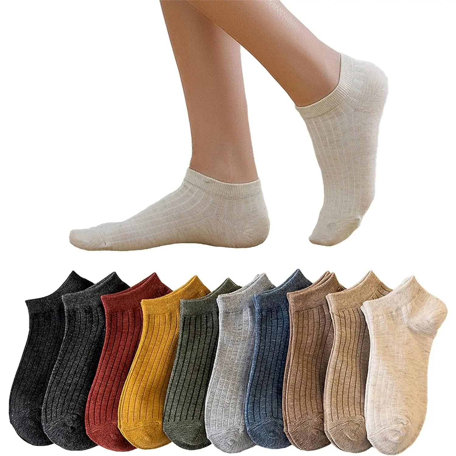 Womens Cotton Ankle Socks Low Cut Socks  Women No Show Socks Casual Socks Non Slip Flat 10Pairs