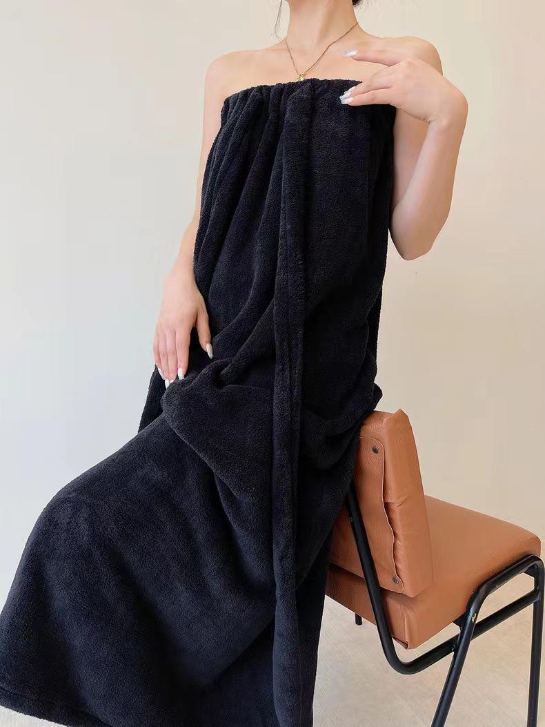 Women's Wearable Bath Towel Dress, Soft Absorbent Strapless Bath Robe, Summer Spa Shower Wrap for Home