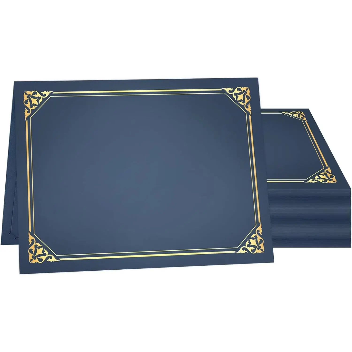 50 Packs Certificate Holders, Navy Blue Diploma Holders, Certificate Covers with Gold Foil Border for Letter Size 8.5 x 11 Award Certificates, Diploma and Documents