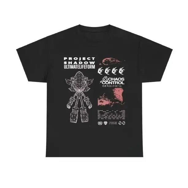 Project Shadow T-Shirt, Shadow the Hedgehog Shirt, Unisex Vintage Graphic Tees Gothic Grunge Y2k Emo Scene Amity Affliction Style Clothes Men Women Streetwear