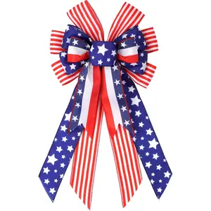Large American Flag Bow for Wreaths, Patriotic Stars and Stripes Bow with Wired Edge, July 4th Decoration, USA Memorial Day Front Door Decor, Red White Blue Accentfidget toys