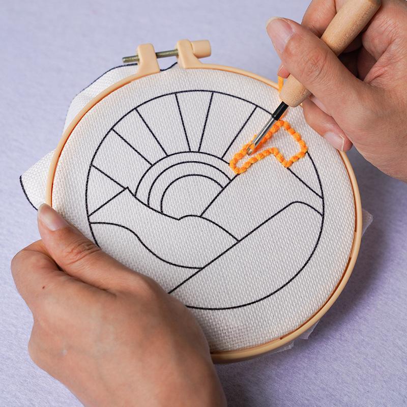 DIY Punch Needle Embroidery Kit Complete Craft Set With Patterns Tools Threads And Hoops Creative Handmade Project For Beginners Ideal For Home Decor And Leisure Crafting Activities