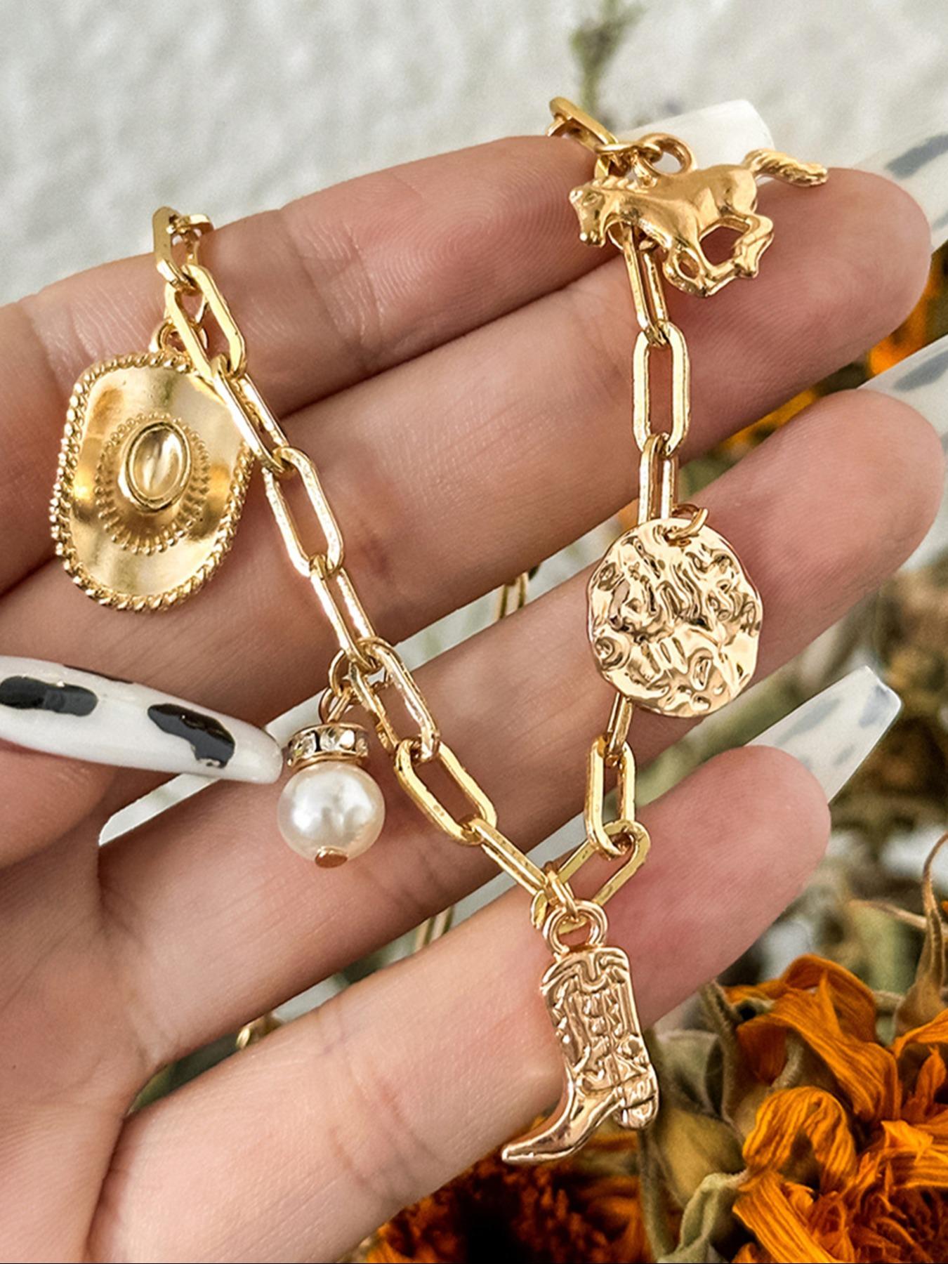 Western Cowboy Hat & Boots Design Pendant Necklace, Vintage Charm Necklace for Women for Gift, Fashion All-match Jewelry Accessories for Daily Wear, Charms Necklace