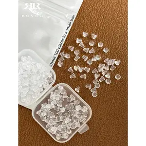 100PCS Clear Silicone Earring Backs – Hypoallergenic Plastic Stoppers, Anti-Lost. Perfect for Daily, Travel & Jewelry Making. Great Gift for All.