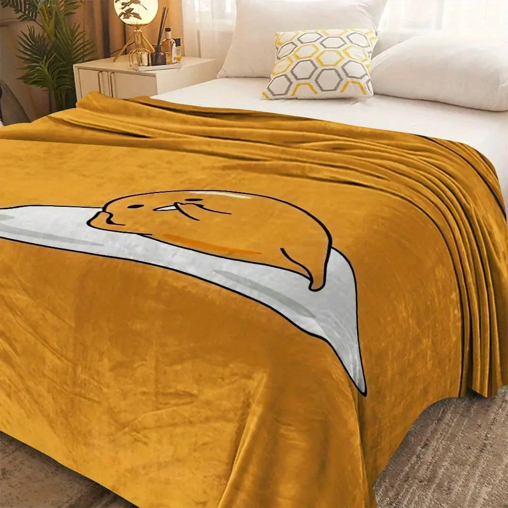 Gudetama Flannel Throw Blanket - Soft, Lightweight, Wrinkle Resistant Graphic Blanket with High-Def Print, Ideal for Couch, Bed, Sleepovers, Cold Weather Outdoor Use & Gifting