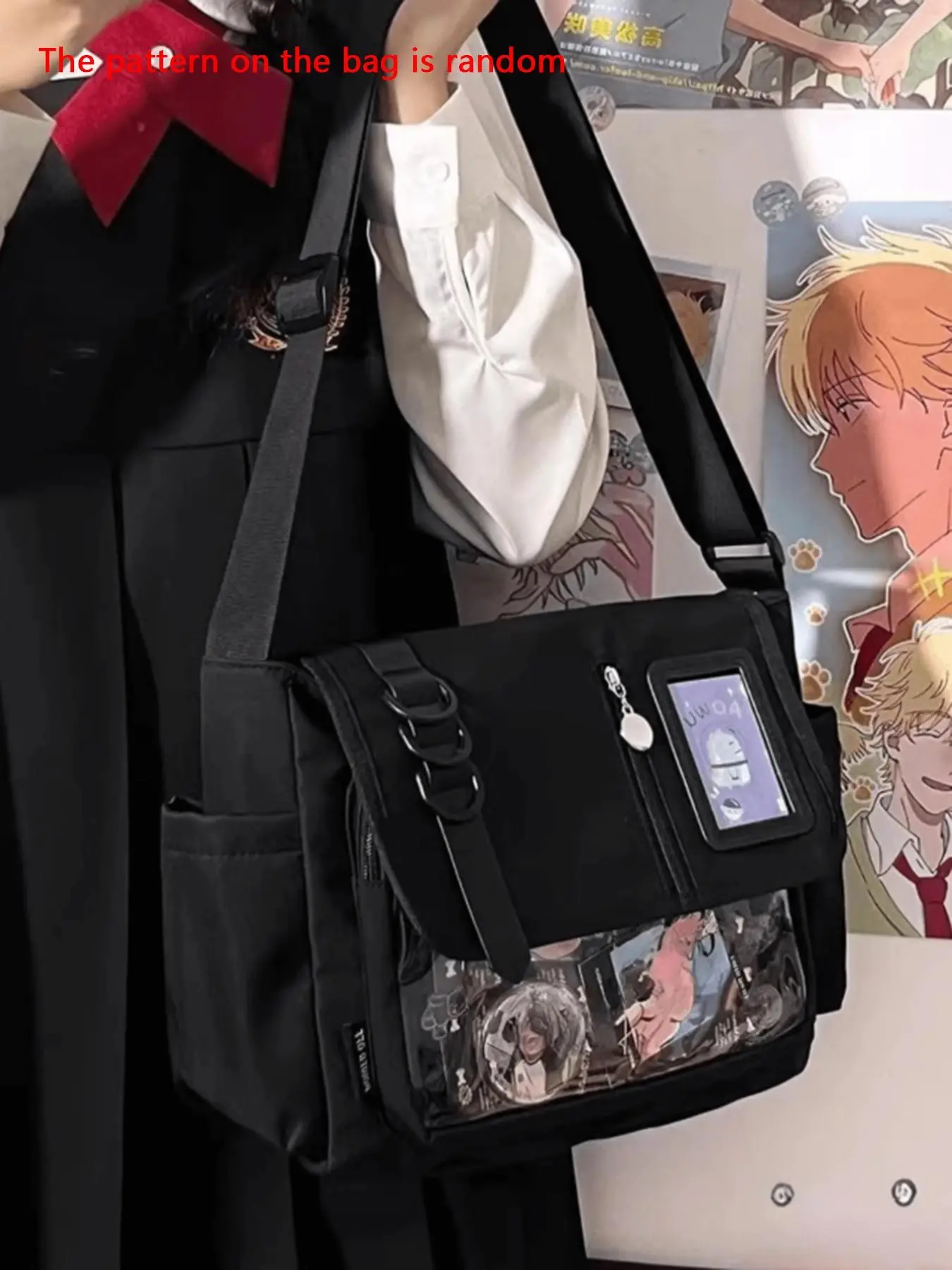 Simple and versatile fashionable tote bag with multiple pockets, reasonable separation, adjustable shoulder straps, large capacity casual style personalized shoulder bag, suitable for participating in comic exhibitions and events