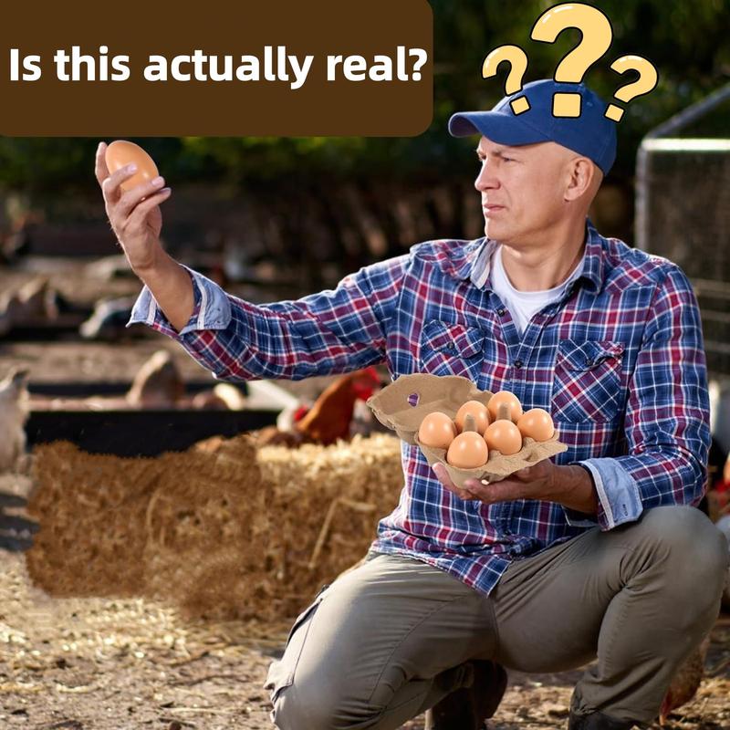 6 Realistic Fake Eggs Prank Toys, Wooden Egg Joke Gifts, Kitchen Funny Prop, Guess Which One Game, April Fools' Day Props