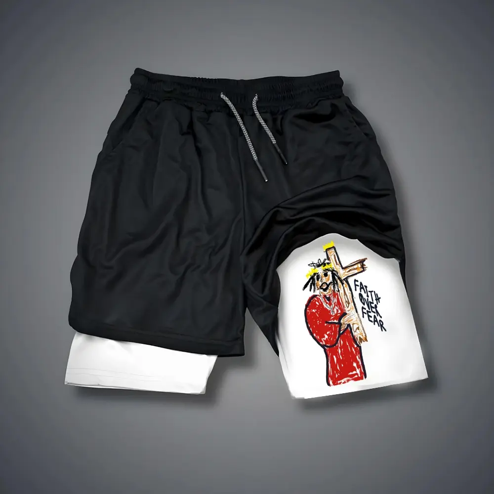 Double-Layer Sports Shorts Graphic Shorts Black Shorts Camo Shorts Streetwear Shorts Men Outfits Men Short Shorts Vacation Outfits Shorts
