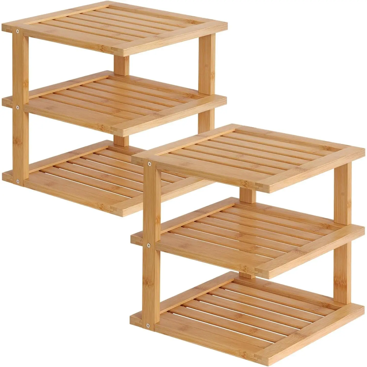 2 Pack  Corner Shelf,3 Tier Kitchen Cabinet Organizer for Plates and Dishes,Pantry Storage and  Rack()