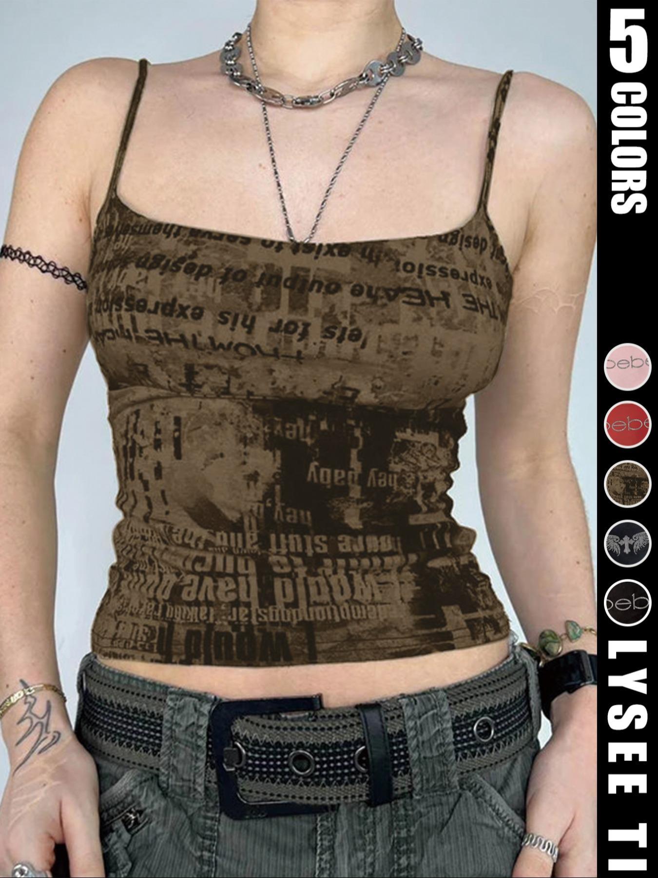 Women's Rhinestone Letter Camisole, Fashionable Casual Sleeveless Top, Suitable for Daily Outdoor Wear, Valentine's Day Gift