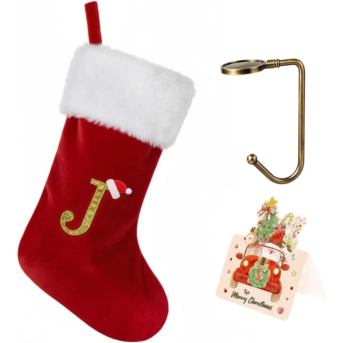 Christmas Stockings with Initials, 20" Velvet Letter Monogram Xmas Stocking