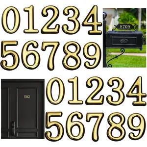 30 Pieces 2 inch 0-9 Self-Adhesive 3D Gold Mailbox Numbers for Outside Mail Box, Apartment, House, Trash Bins, Office Hotel Room (Gold, 2inch)