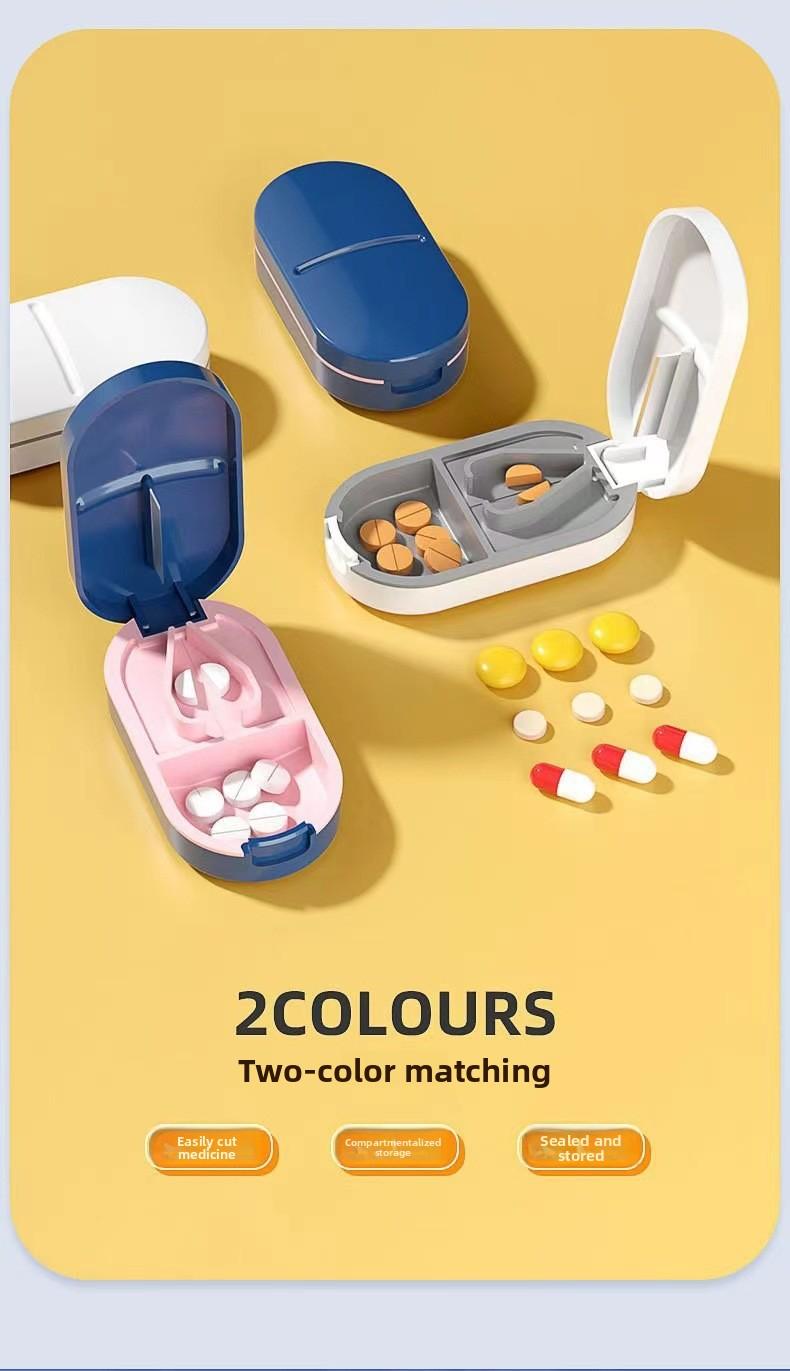 New Pill Cutter Universal Pill Box Cutting Tablet Tool Pill Splitter One-to-Two Portable Moisture-Proof