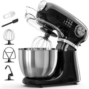 5.5-Quart Electric Stand Mixer with 12 Speeds Tilt-Head Design & Stainless Steel Bowl Includes Dough Hook Whisk Beater Powerful Baking Mixer for Cakes Bread Dough Black Kitchen Appliances Household Appliances