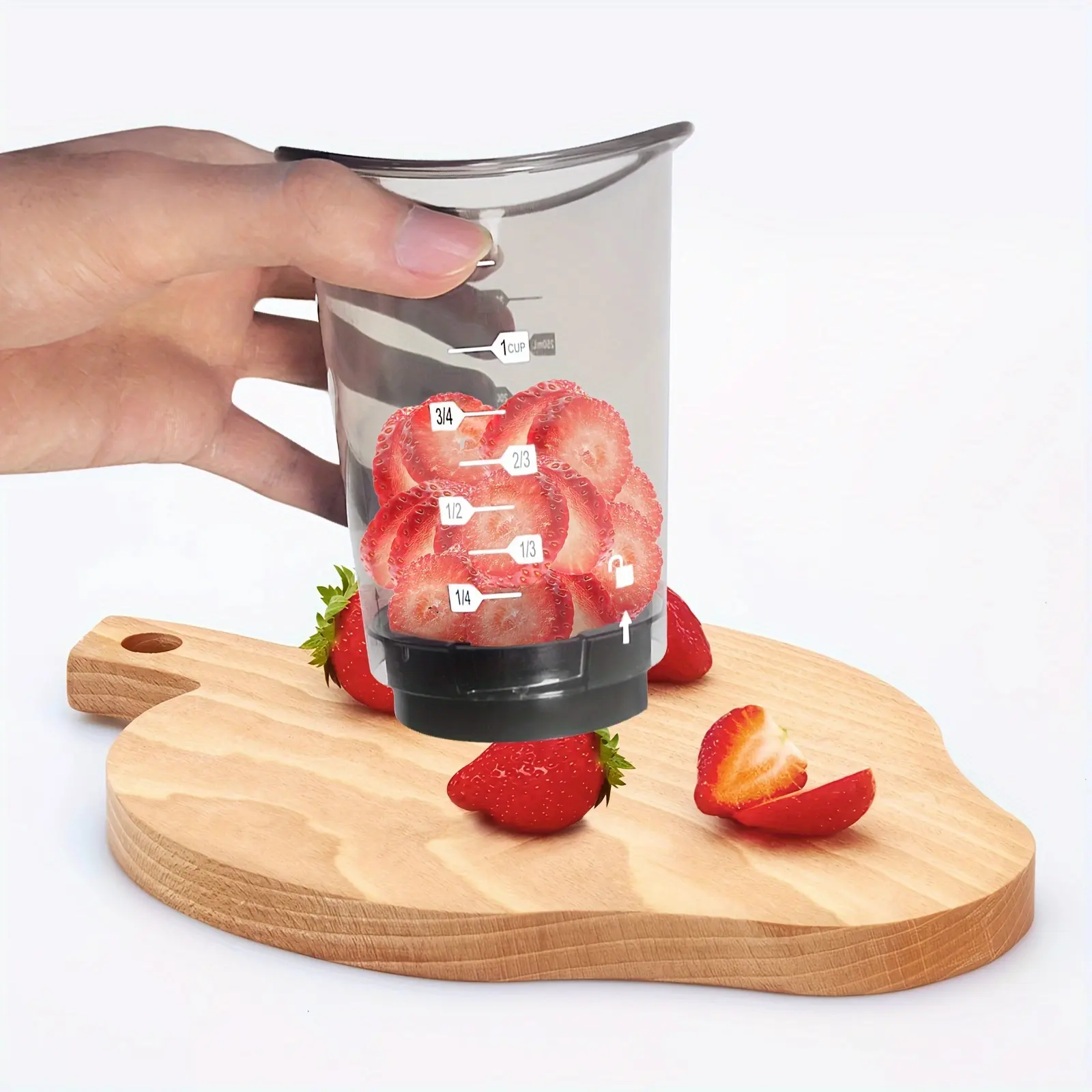 Cup Slicer | Strawberry Slicer | Egg Slicer | Sliced Salad Chopper, Fast and Easy Manual Fruit Cutting Processor, Kitchen Gadgets with Slicing and Dicing Blades, Mini Dicing and Chopping Device