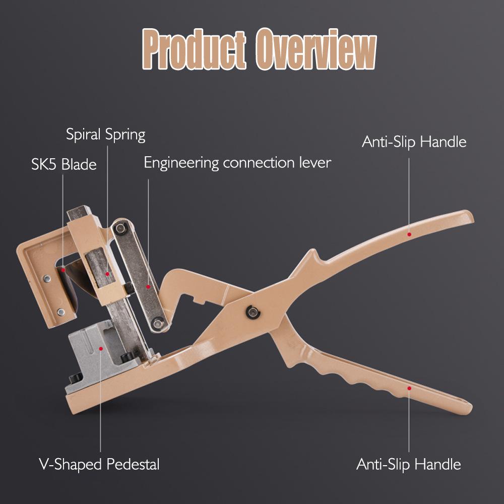 V-Cut Grafting Tool for Fruit Trees, SK5 Steel Grafting Pruner for 8-20mm Branches, Heavy Duty Aluminum Alloy Grafting Cutter with Spring Handle