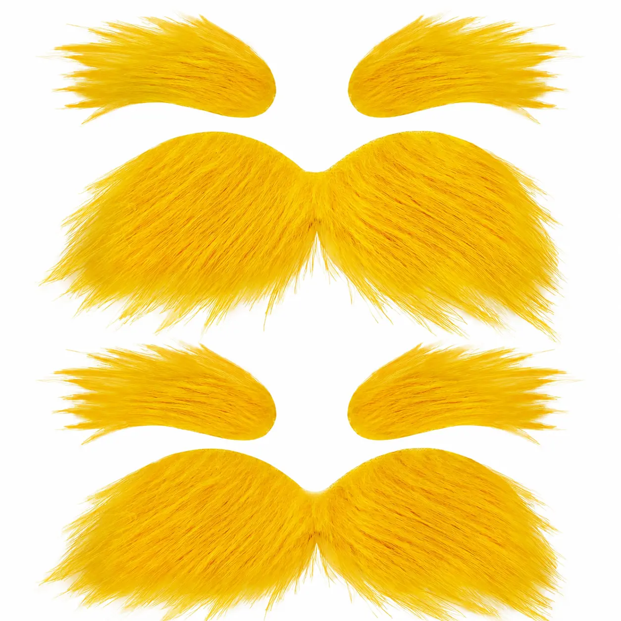Two-Piece Self-Adhesive Yellow Mustache and Eyebrow Set for Adults – Lightweight, Reusable Costume Accessories Ideal for Halloween, Themed Parties, Theater Performances, and Fun Photo Ops