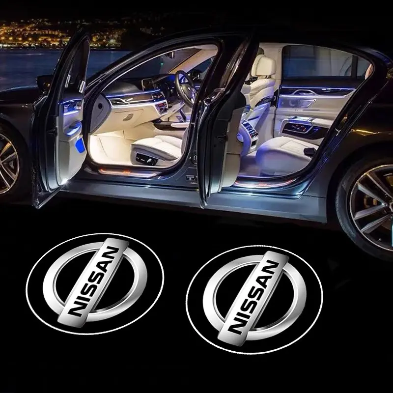 2PC Led Car Door Welcome Light Logo Shadow Projector Laser Lamp Door Projector Lights For Nissan Sylphy N7 Qashqai J11 Teana Note J10 Navara Juke GTR 350z Patrol Leaf X-trail Accessories