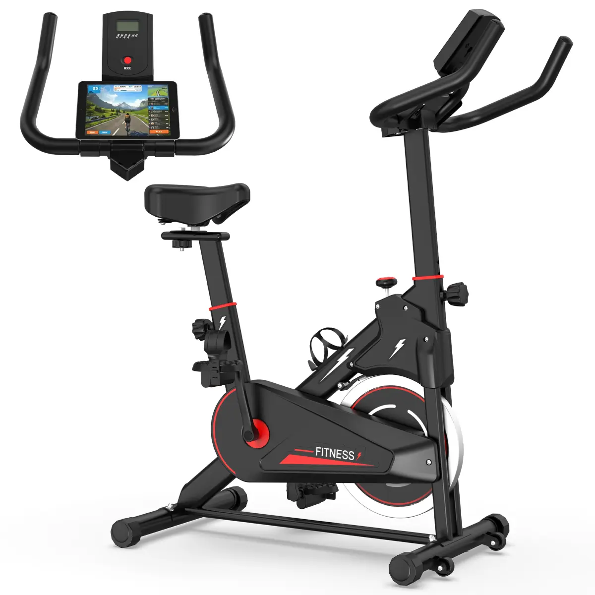 Indoor Exercise Bike, Stationary Cycling Bike with Monitor, Adjustable Resistance, Comfortable Seat & Handlebars, Stable Base, Portable Design Home Fitness Workout Cycle for Daily Indoor Use