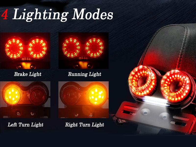 ANKIA 40-LED 40W Motorcycle Tail Light Integrated Running Lamp Brake&Turn Signal Light with License Plate Bracket for Harly Motorcycle Street Bike Cruiser Chopper (Black)