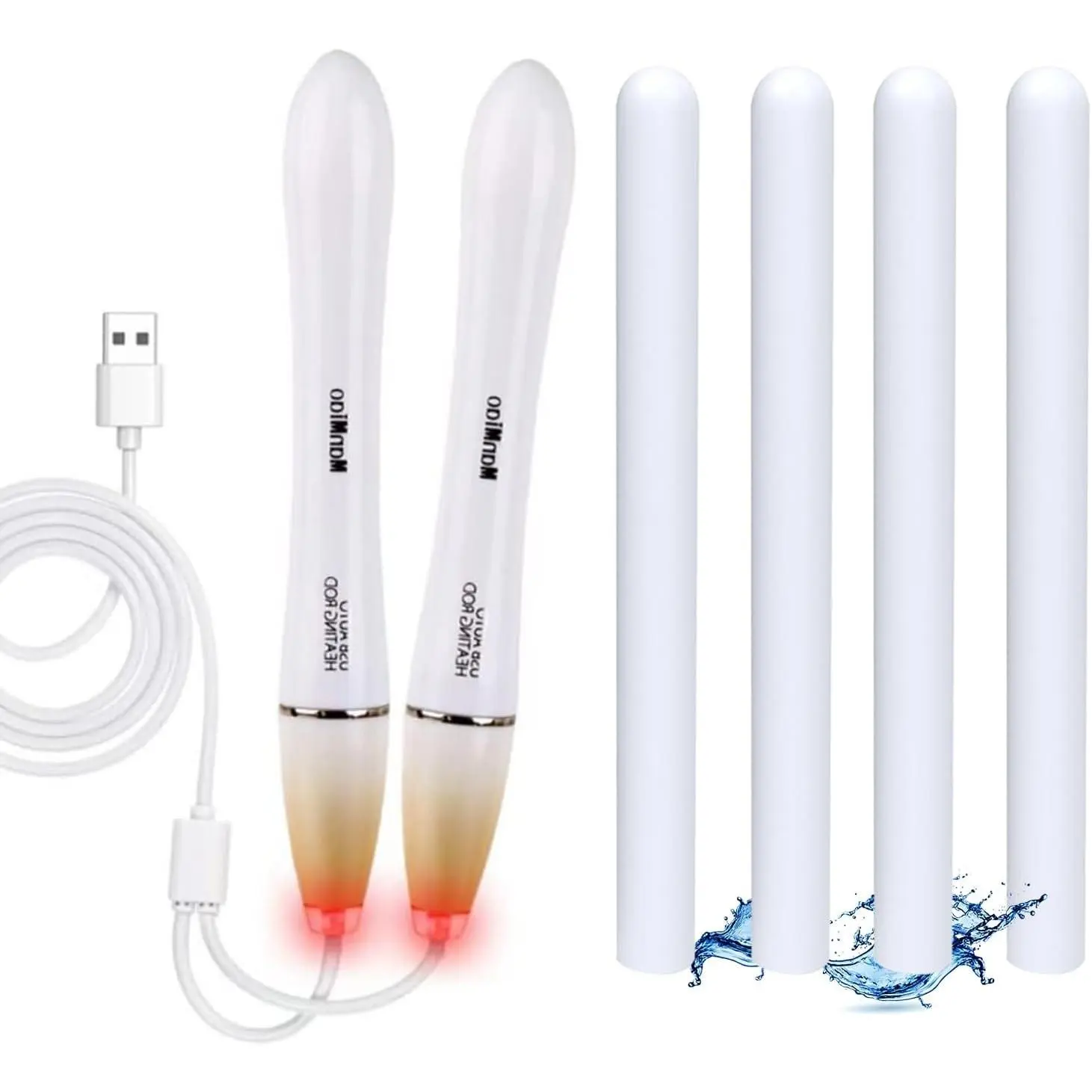 Dual Head Heating Stick LED Indicator USB Hand Warmer 42℃ Automatic Control Fast Heating Portable for Outdoor Heating Tea Coffee Water, 2 Heaters + 4 Pcs Drying Stick Dryer