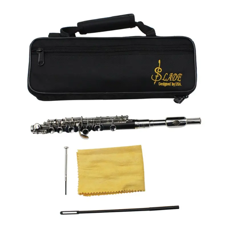 Slade Short Flute C Key Wooden Body  Silver Color  Includes Fabric Box  Ideal for Music Enthusiasts Durable Design