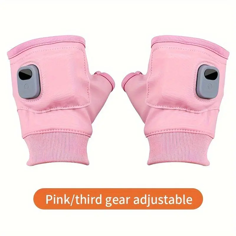 USB Rechargeable Heated Gloves, 1 Pair Touch Screen Fingerless Gloves, Elastic Warm Gloves for Outdoor Sports, Fashionable Sports Accessories for Men & Women