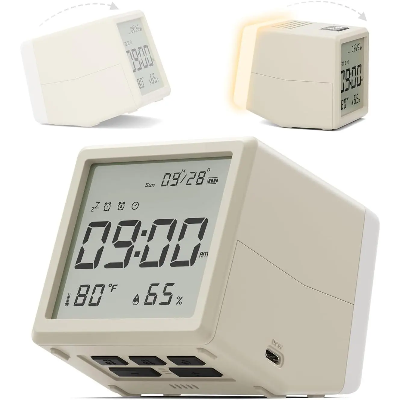 Retro Digital  Clock with Night Light, Temp & Humidity | Creative flip night light with soft time backlight; retro  clock for bedroom, desk,  and travel