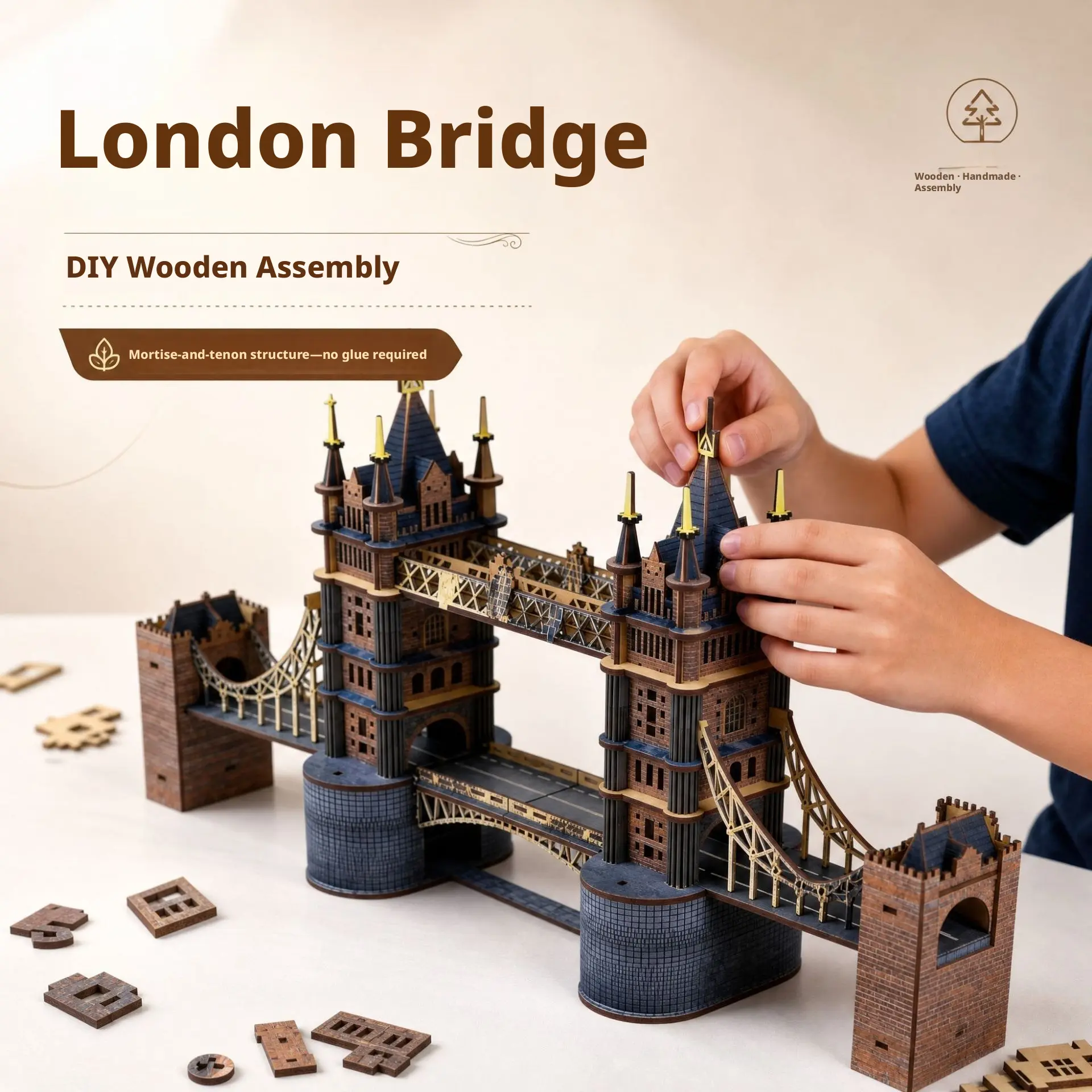 Handmade DIY Wooden 3D Puzzle Assembly Model London Bridge Creative Desktop Decoration Children's Gift Wholesale toy decorative book nook kit house building classic design bookshelf decor journal planner alley build chinese feng shui hot dish