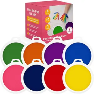 8 Pcs Large Washable Non-Toxic Kids Ink Pads for Stamps, Crafting, Finger Paint, Card Making, Handprint Footprint, Perfect Gift for Kids