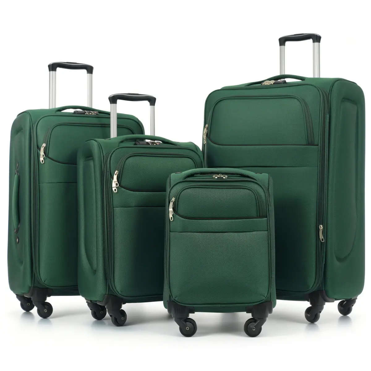 4-Piece  Soft Sided Luggage Sets18/22/26/30in Expandable TSA Compliant Spinner Frame Large Storage Set with 360° Silent Universal Wheels, 3-Stage Adjustable Pull Rod, Front Double Pockets, Lightweight Foldable Travel Design, Expandable Luggage Sets