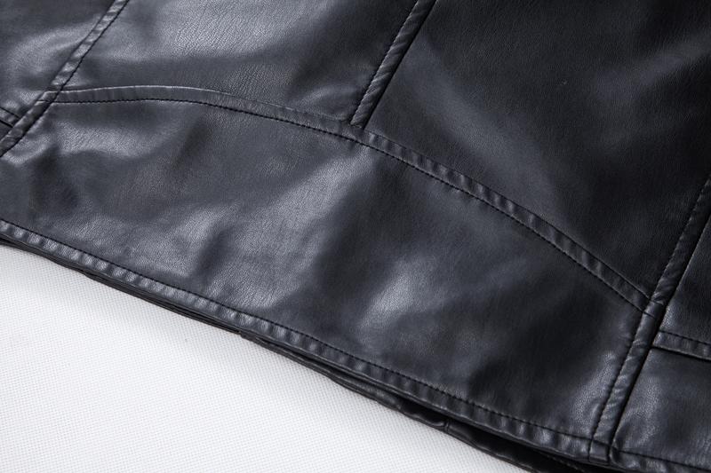 Men's fashionable black PU leather jacket - A versatile and fashionable black mid-length hooded motorcycle leather jacket for winter stand-up collar casual men. Besides keeping warm for men