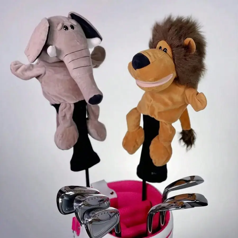 Cute Cartoon Animal Golf Club Head Cover, Durable Flannel Material, Perfect for Golf Enthusiasts, Golf Accessories, Protective Gear