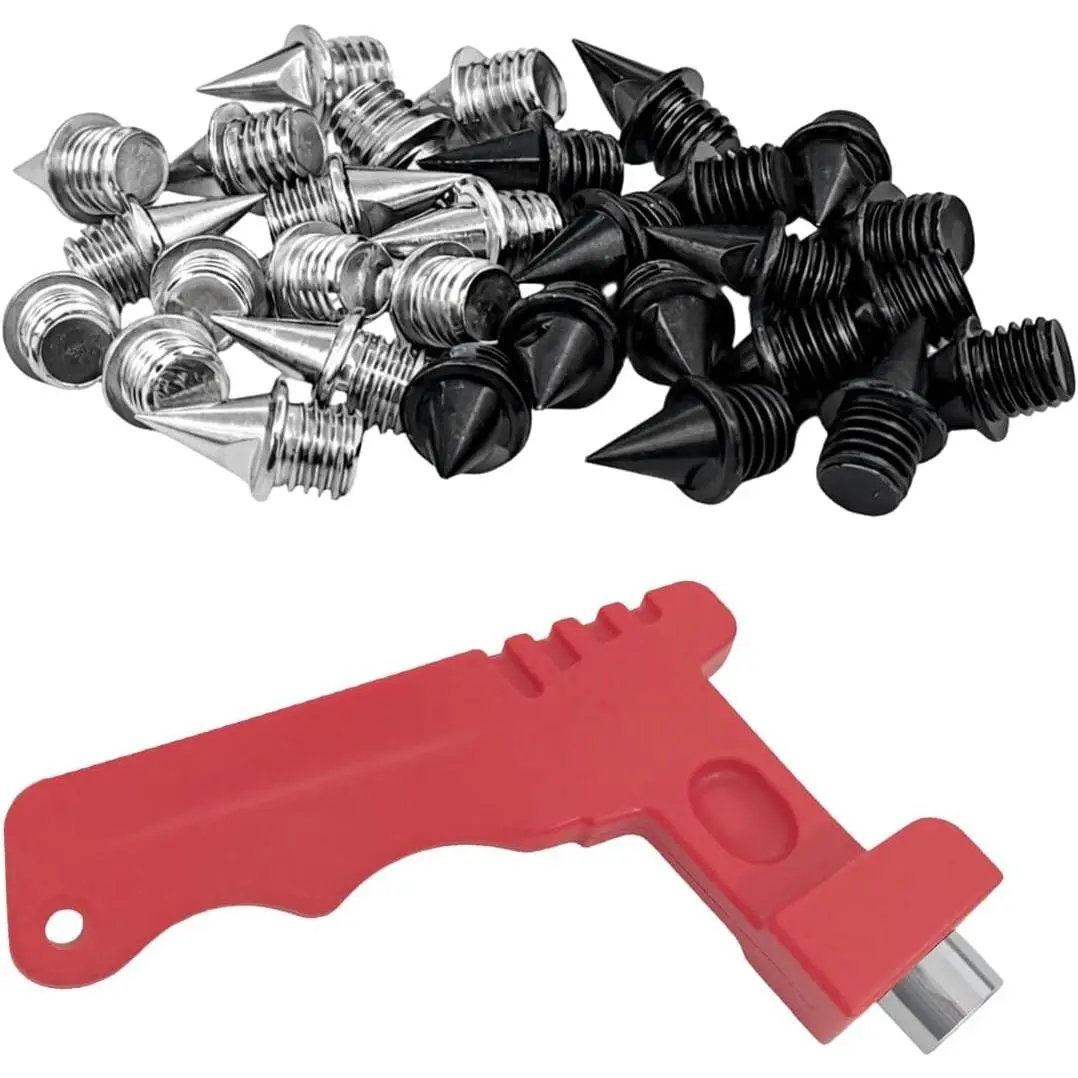 1/4 Inch Track Spikes, Stainless Steel Replacement Shoe Spikes with Spike Wrench, Pyramid Spikes for Track & Field, Sprint