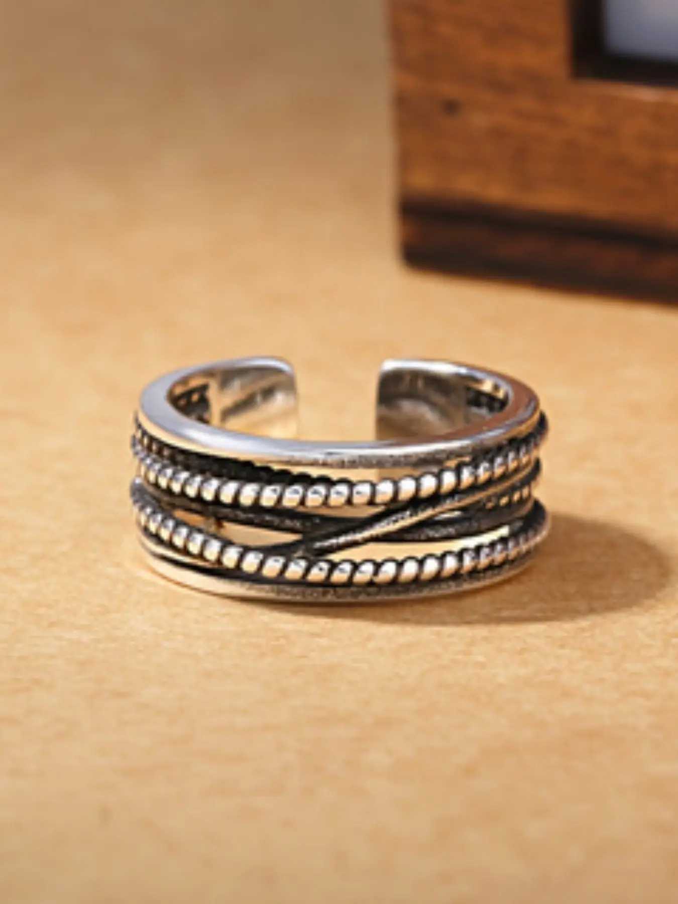 Vintage Braided Multi-Layer Adjustable Ring, Electroplated Color-Lasting, Unisex, Perfect for Daily Wear, Ideal Jewelry Gift, Jewelry Rings