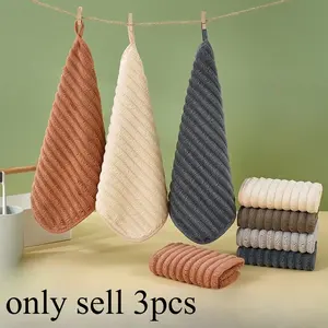 3 Pieces Hanging Square Hand Towels with Soft Absorbent and Quick-Drying Feature Perfectly Fit for Daily Use in Kitchen and Bathroom with Non-Shedding Fabric Performance