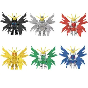 Winged Mecha Battle Brick Character Models, Small Interlock Bricks With Detachable Wings, Kids Educational DIY Assembly Collectible Display Kit