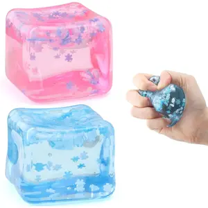 Ice Cube Fidget Toy for All Ages: 2 Pack Sensory Squishy Fidget Toys, Square Stress Balls, Classroom Prizes, Anxiety Relief Stress Cube Gift for Kids Teens Adultsfidget toys