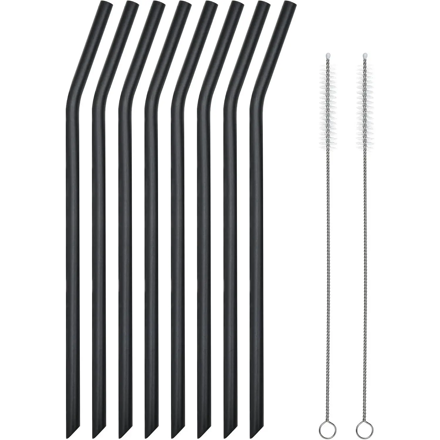 Black  Drinking Straws, 8 count Long Flexible Straws with 2 Cleaning Brushes for 20 and 30 oz /Rtic/Ozark Tumblers, , no Rubber Taste