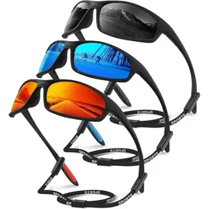 3 Pack Sports Polarized Sunglasses Men Women, UV Protection Wrap Around Sun Glasses for Running Cycling Fishing