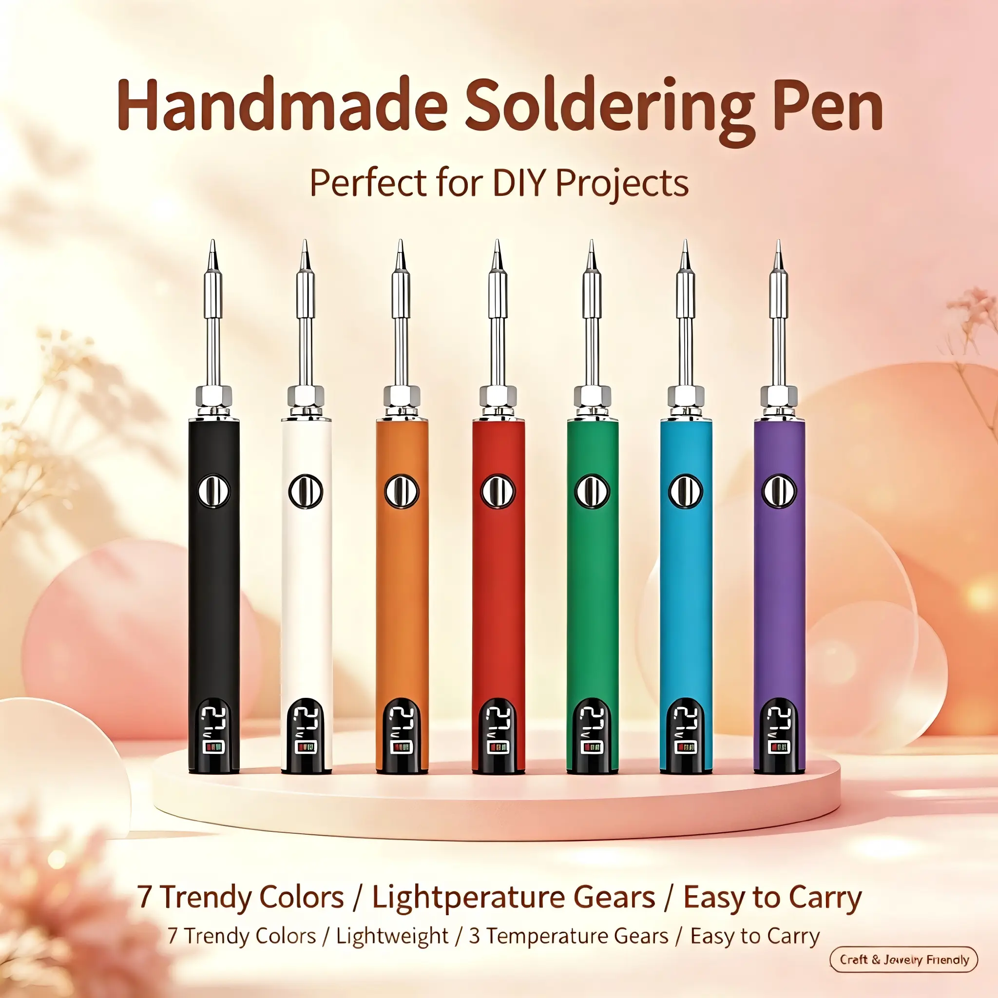 Portable USB Soldering Iron Pen with LED Battery Digital Display, 3 Adjustable Voltage Settings, Standard 510 Thread Connector, Compact Handheld Heating Tool for Electronic Circuit Repair, Cord Melting, Jewelry Crafting & Daily DIY Handmade Projects