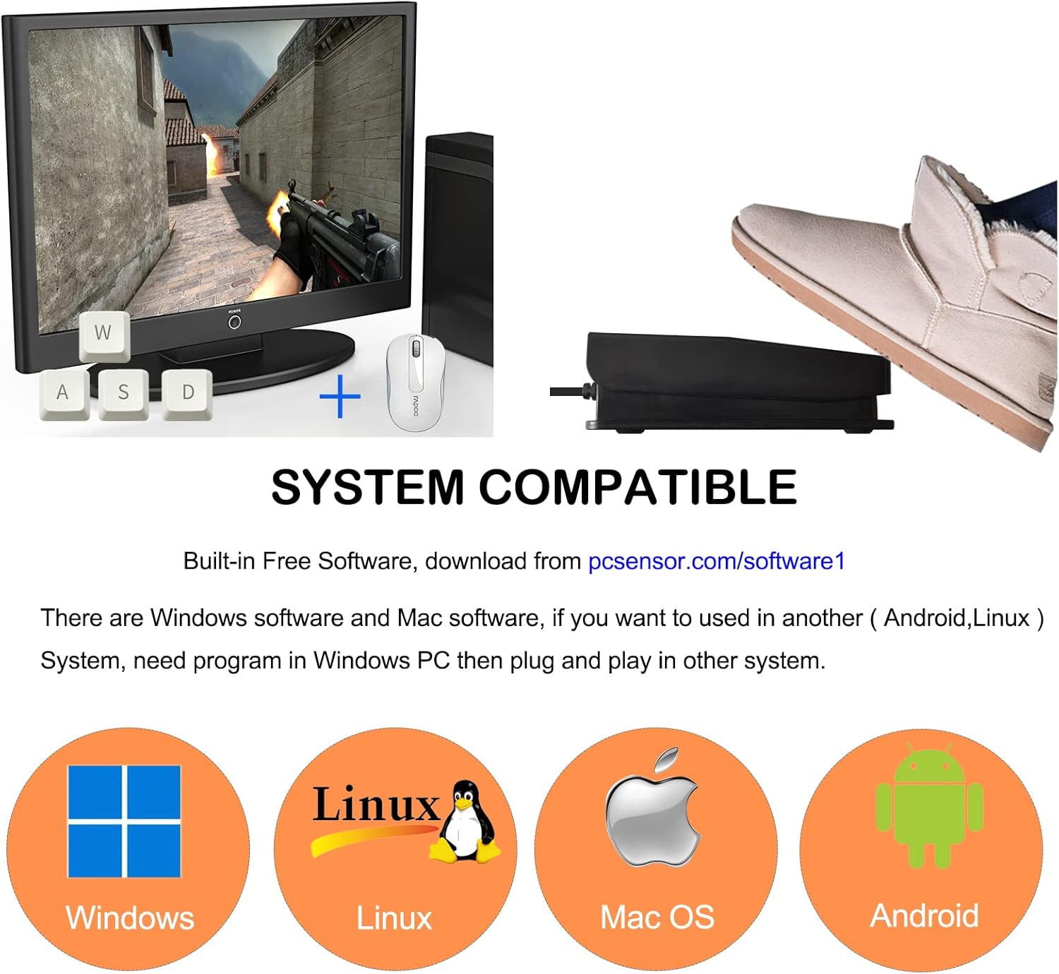 Upgraded USB Foot  Single Pedal Mechanical Control Footswitch Map  Keyboard Hotkey Combination Key Press Simulator Program Page Turner  Transcription HID