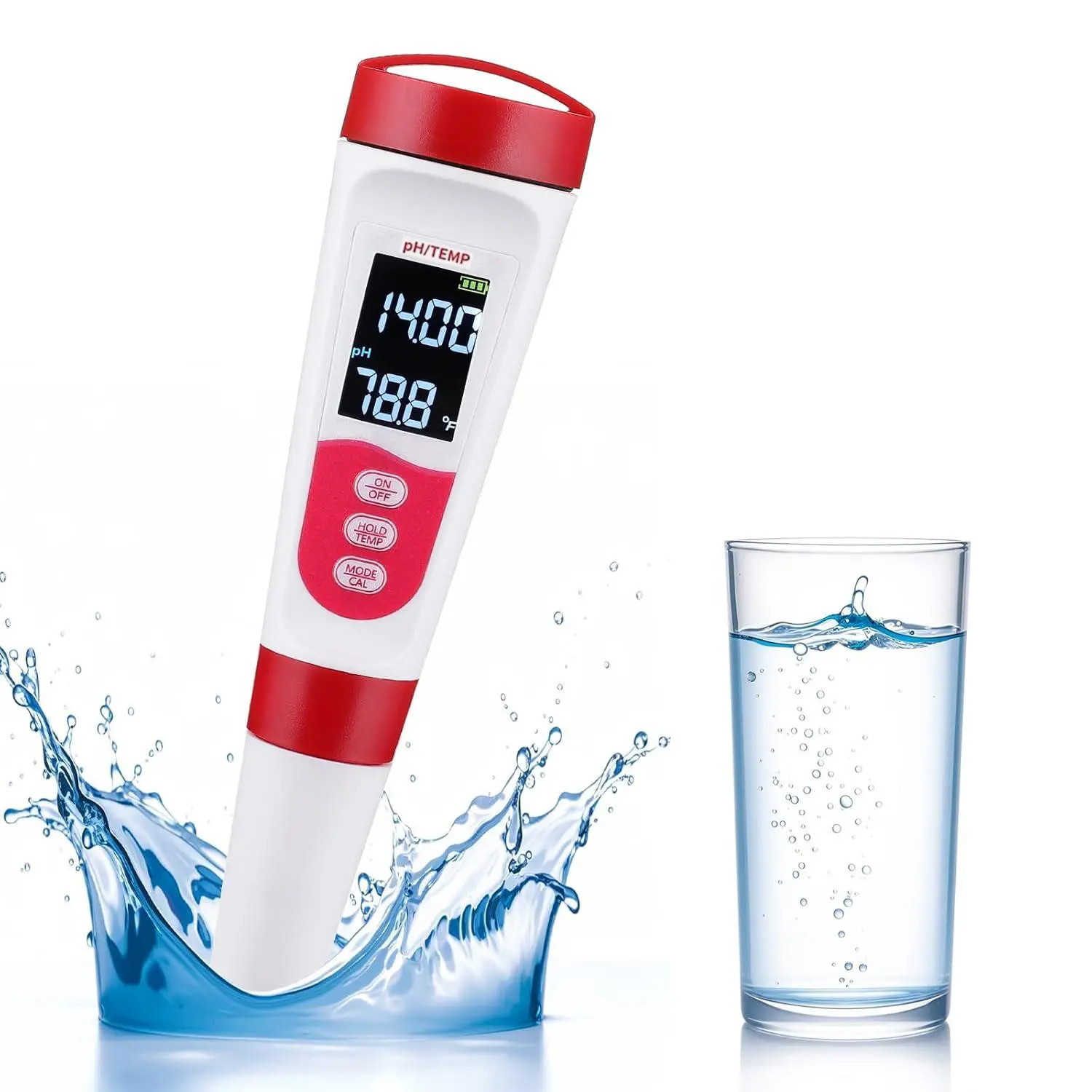 pH Meter with Display, 2 in 1 Water Quality Tester, High Precision 0.01 Resolution and 0-14 PH Range, Automatic Temperature Compensation for Drinking Water