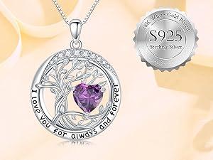 TOUPOP Valenitnes Day Gifts, Tree of Life Birthstone Necklaces for Women, White Gold Gold Plated 925 Sterling Silver Celtic Jewelry Austrian Crystal Pendant Necklace, Anniversary Wedding Jewelry Irish Birthday Gifts TOUPOP Valenitnes Day Gifts, Tree of Life Birthstone Necklaces for Women, White Gold Gold Plated 925 Sterling Silver Celtic Jewelry Austrian Crystal Pendant Necklace, Anniversary Wedding Jewelry Irish Birthday Gifts