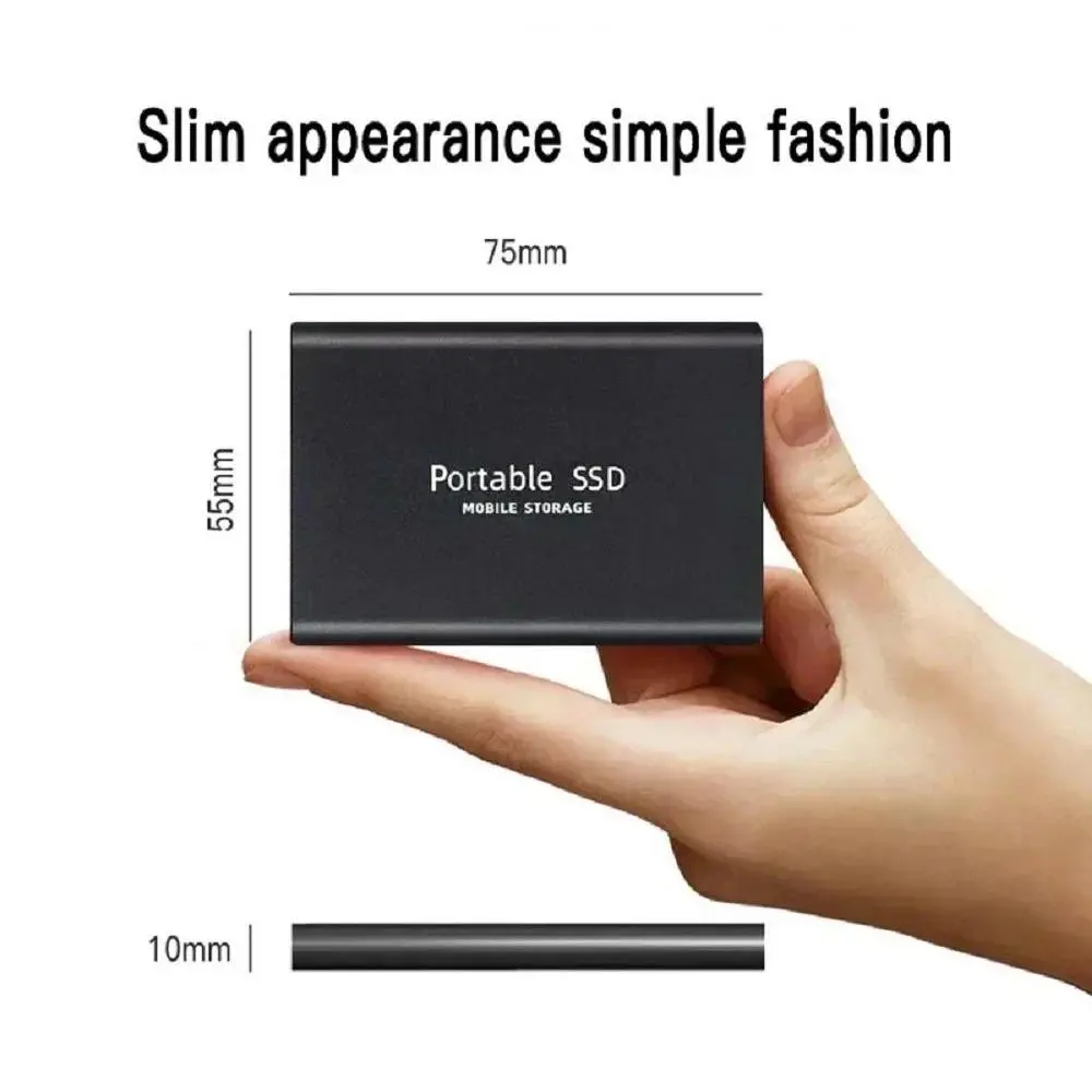 2TB Large Capacity External Hard Drive Quiet Operation Mobile Storage SSD USB3.2 Type-C High Speed Solid Stae Disk For PC MAC