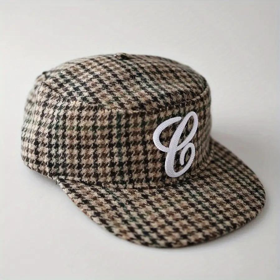 2D Flat, Women's Retro 3D Pattern Embellished Flat-Top Cap with Adjustable Snap Closure - Breathable Sun-Shading Duck Tongue Brim, Casual & Back-to-School Hat for Everyday Outfits, Trendy Japanese/Korean Fashion (Black/White), Cute Lightweight Hat Women,