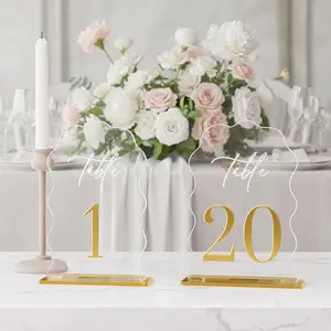 Wedding Table -20 with Stand, Arched  Sign with Holder or Wedding Reception,Centerpiece,Anniversary(Wave)